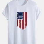 Regular Fit American Flag Print Cotton T-Shirt