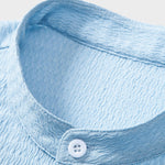 Muscle Fit Crinkled Textured Stand Collar Shirt