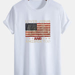 Regular Fit Jesus American Flag Slogan Print Cotton T-Shirt