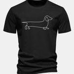 Regular Fit Line Dachshund Print Cotton T-Shirt