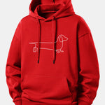 Line Dachshund Print Relax Fit Hoodie