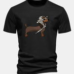 Regular Fit Headscarf Dachshund Print Cotton T-Shirt