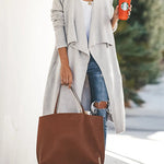 Fireside Pocketed Oversized Drape Neckline Knit Cardigan