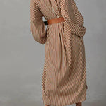 ETHEREAL SWEETIE STRIPED BELTED MIDI DRESS