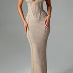 Sexy hollow lace-up large backless knitted dress