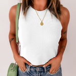Ribbed Knit Basic Cropped Tank Top