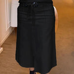 High Waisted Loose Split-Front Split-Joint Tied Waist Skirts