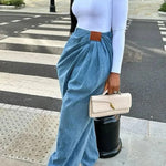 Stylish Pleated Casual Pocket Wide-leg Jeans