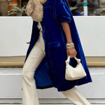 Fashionable gold velvet trench coat long skirt jacket