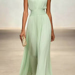 Margovil Crewneck Sleeveless Zipper Back Waisted Maxi Dress