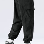Long Line Textured Hooded Sweater & Corduroy Cargo Pants