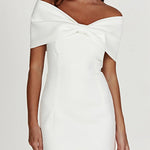 Margovil Bow Off Shoulder Bodycon Mini Party Dress
