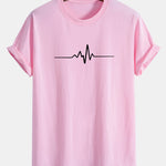 Regular Fit Heartbeat Flatline Print Cotton T-Shirt