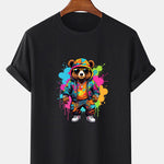 Splash Colorful Bear Print T-Shirt
