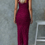Margovil Sleeveless Twist Front Cut Out Ruched Bodycon Maxi Dress