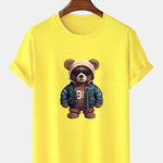 Bear In Leather Jacket Print T-Shirt