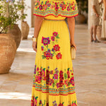 Margovil Off Shoulder Floral Print Ruffle Swing Maxi Dress