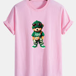 Regular Fit Trendy Bear Print Cotton T-Shirt