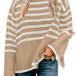 Margovil Turtleneck Side Split Striped Sweater