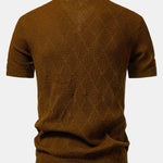 Rhombus Textured Zip Up Knitted Polo Shirt & Slim Fit Tapered Trousers