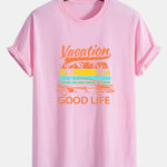 Regular Fit Good Life On Vacation Print Cotton T-Shirt