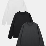 3 Pieces Basic Long Sleeve Ribbed Cuff T-Shirt