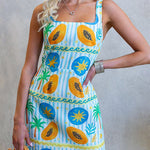 Square Neck Sleeveless Tropic Print Mini Dress