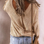 Margovil V Neck Criss Cross Back Knitted Top