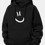 Smiley Face Print Drawstring Hoodie