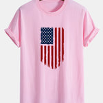 Regular Fit American Flag Print Cotton T-Shirt