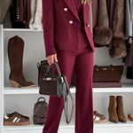 High Waist Straight Leg Tailored Suit Pants
