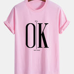Regular Fit OK Slogan Print Cotton T-Shirt