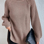 Margovil High Neck Side Slit Pullover Sweater