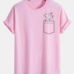 Regular Fit Pocket Bat Ghost Print Cotton T-Shirt