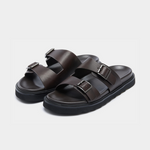 DOUBLE BUCKLE RESORT SANDAL - Dark Brown