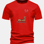 Regular Fit Heart-shaped Balloon Dachshund Print Cotton T-Shirt