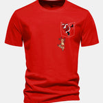 Regular Fit Pocket Santa Print Cotton T-Shirt