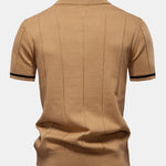 Contrast Trim Zipper Knit Polo Shirt & Cotton Chino Shorts