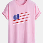 Regular Fit Fighter Jets American Flag Print Cotton T-Shirt