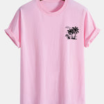 Regular Fit Palm Tree Print Cotton T-Shirt