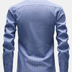 Long Sleeve Stripe Linen Look Button Up Shirt