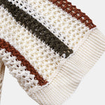 Striped Crochet V Neck Polo