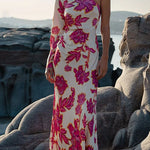 Margovil One Shoulder Long Sleeve Floral Print Maxi Dress