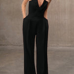 V Neck Strapless Pocketed Wide Leg Jumpsuit (in 6 Colors)