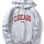 Chicago Letter Print Hoodie & Jogger Pants