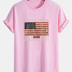 Regular Fit Jesus American Flag Slogan Print Cotton T-Shirt