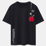Slogan Rose Print Drop Shoulder Oversize T-Shirt