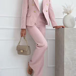 High Waist Straight Leg Suit Pants