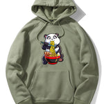 Panda Eating Ramen Print Hoodie