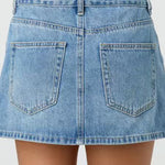 Margovil One Button Pocketed Denim Mini Skirt